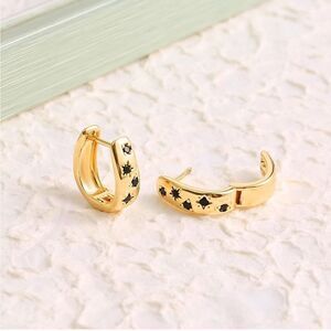 Chunky cubic zirconia hoop huggie earrings